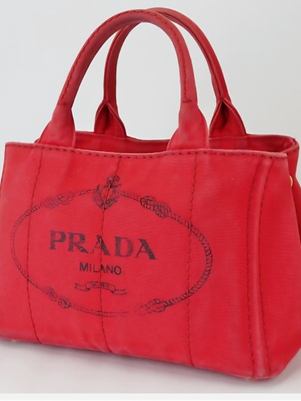 Prada Red Milano Canvas Mini Tote
